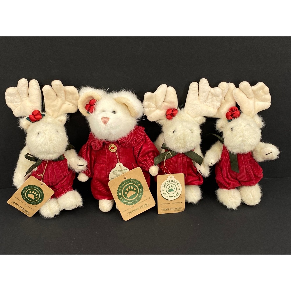 Boyds Bears Archive Collection Monterey Mouski & Mabel Witmoose 4pc Plush Lot